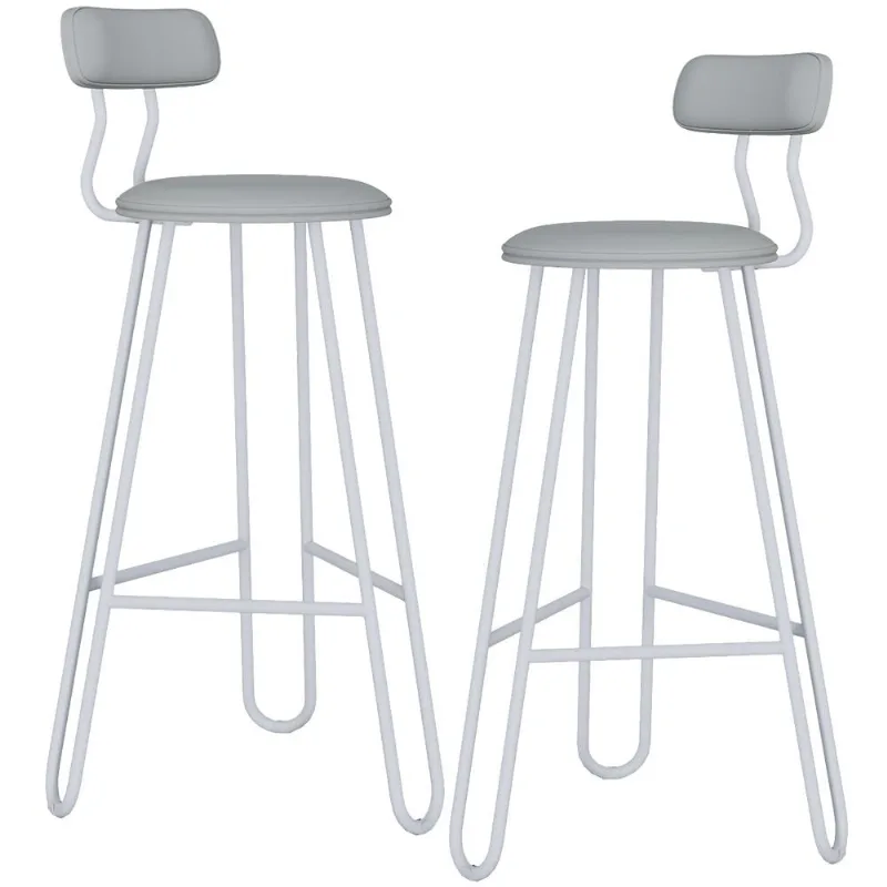 Kit 02 Banqueta Alta Bar Cozinha Sala de Jantar Áris C01 Branco Courino Off White - Lyam Decor - Lyam Decor