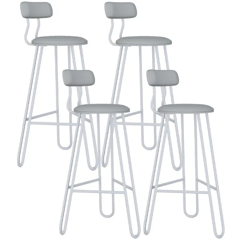 Kit 04 Banqueta Alta Bar Cozinha Sala de Jantar Áris C01 Branco Courino Off White - Lyam Decor - Lyam Decor