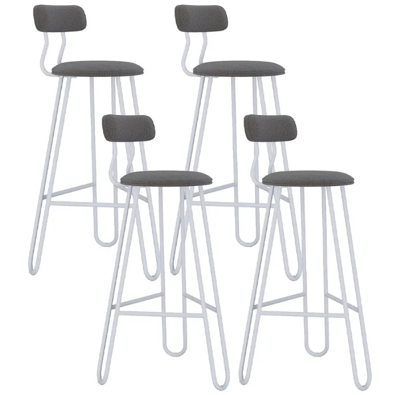 Kit 04 Banqueta Alta Bar Cozinha Sala de Jantar Áris C01 Branco Linho Fendi Cinza - Lyam Decor - Lyam Decor