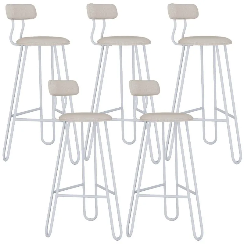 Kit 05 Banqueta Alta Bar Cozinha Sala de Jantar Áris C01 Branco Linho Areia - Lyam Decor - Lyam Decor