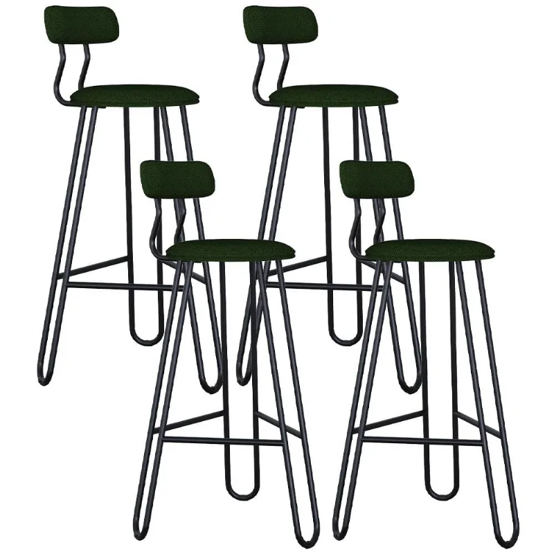 Kit 04 Banqueta Alta Bar Cozinha Sala de Jantar Áris C01 Preto Linho Verde Musgo - Lyam Decor - Lyam Decor