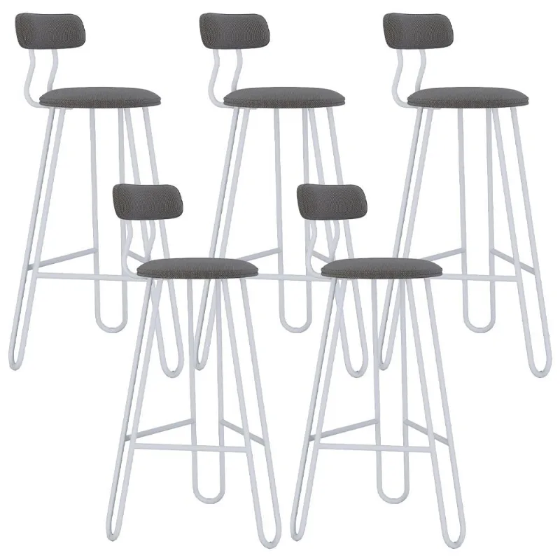 Kit 05 Banqueta Alta Bar Cozinha Sala de Jantar Áris C01 Branco Linho Fendi Cinza - Lyam Decor - Lyam Decor