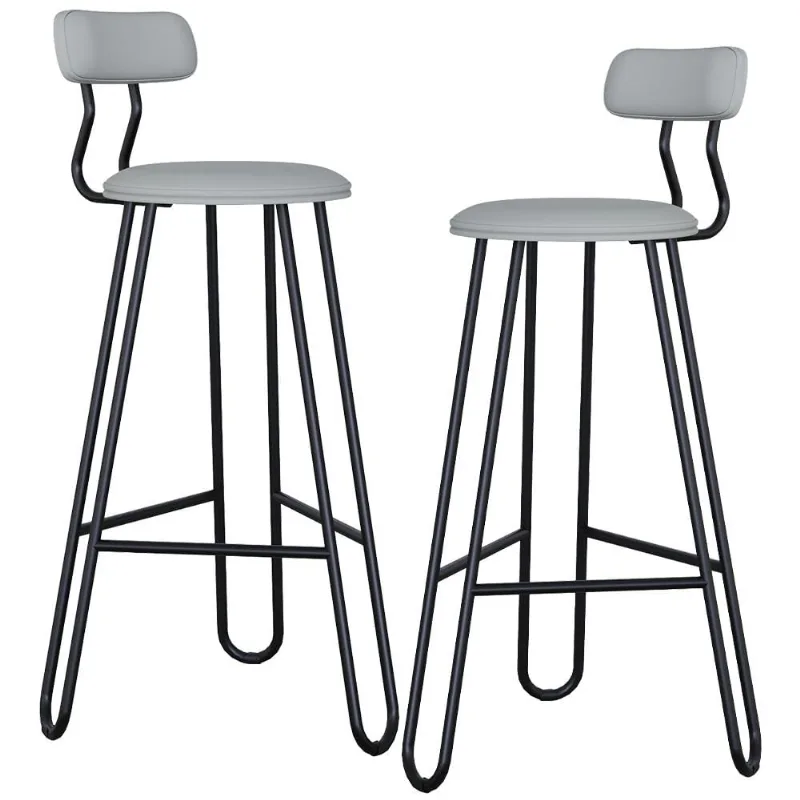 Kit 02 Banqueta Alta Bar Cozinha Sala de Jantar Áris C01 Preto Courino Off White - Lyam Decor - Lyam Decor