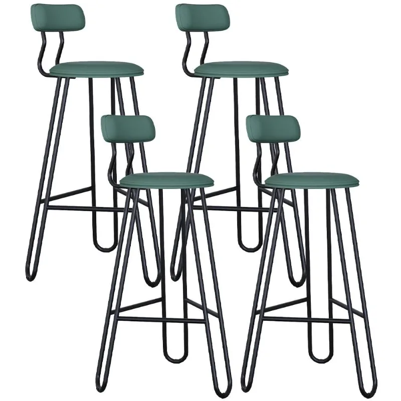 Kit 04 Banqueta Alta Bar Cozinha Sala de Jantar Áris C01 Preto Courino Verde Sálvia - Lyam Decor - Lyam Decor