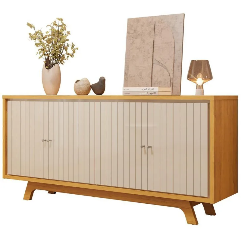 Aparador Buffet Para Sala De Jantar 4 Portas 180cm Junia D05 Cedro Off White - Lyam Decor - Lyam Decor