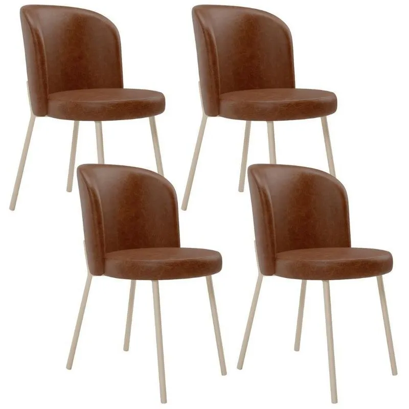 Kit 04 Cadeiras Para Sala De Jantar Cozinha Estofada Gavi Arena L02 Couríssimo Marrom - Lyam Decor