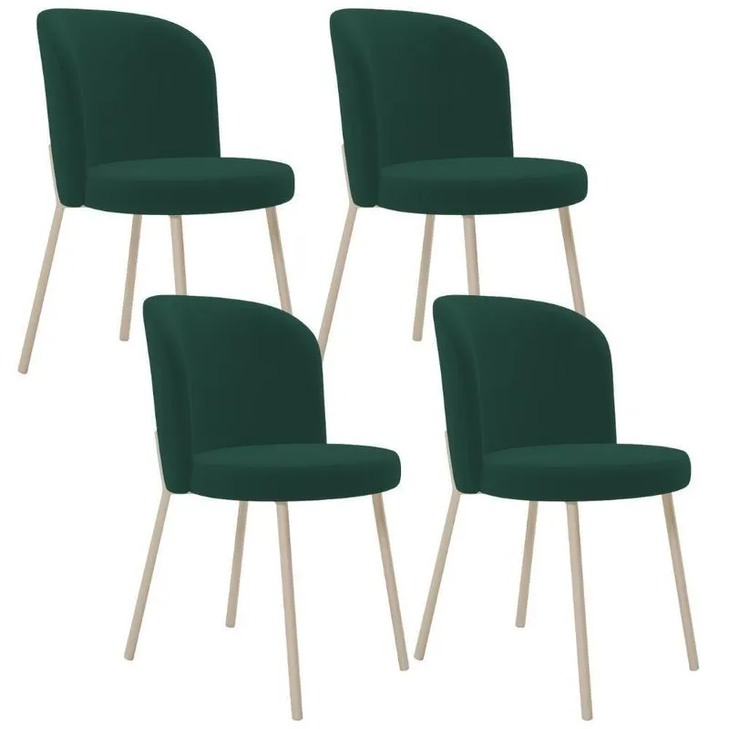 Kit 04 Cadeiras Para Sala De Jantar Cozinha Estofada Gavi Arena L02 Suede Verde Musgo - Lyam Decor