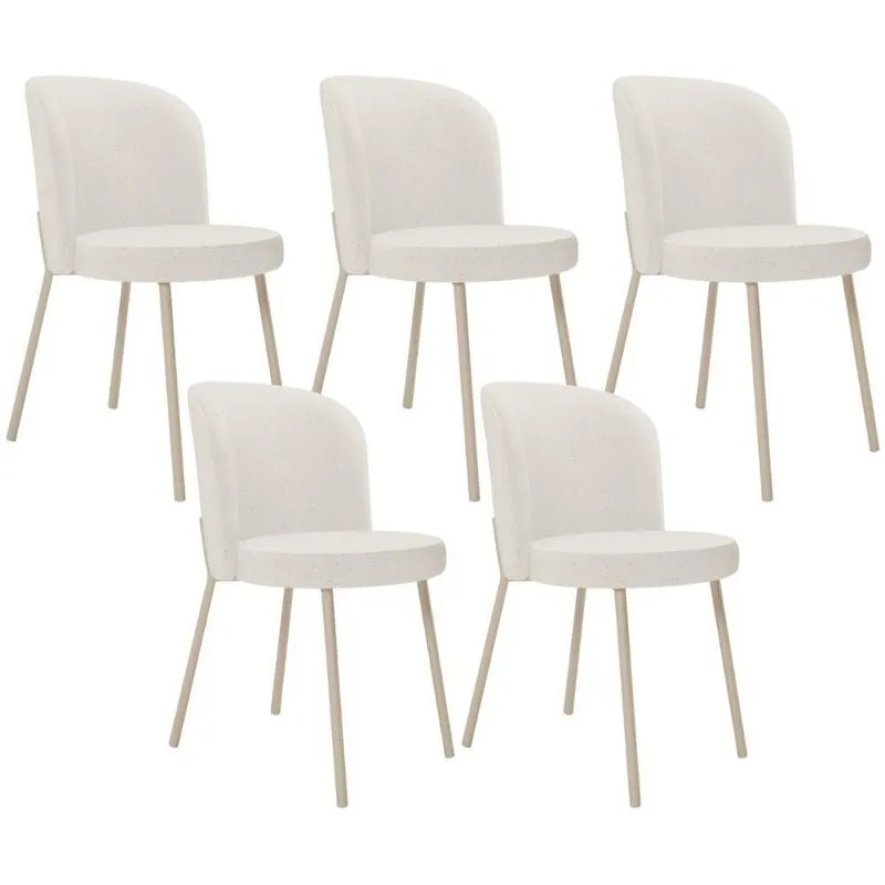 Kit 05 Cadeiras Para Sala De Jantar Cozinha Estofada Gavi Arena L02 Linho Bege - Lyam Decor