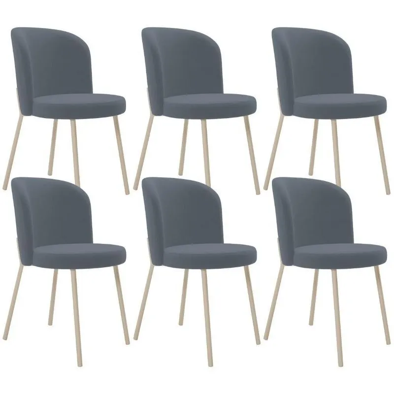 Kit 06 Cadeiras Para Sala De Jantar Cozinha Estofada Gavi Arena L02 Suede Cinza - Lyam Decor