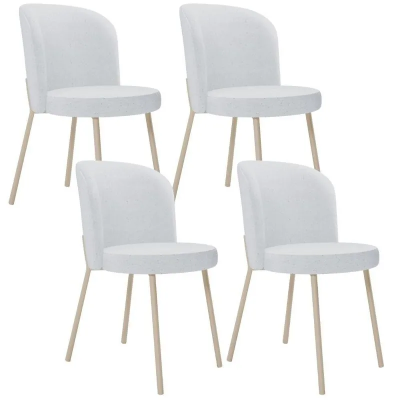 Kit 04 Cadeiras Para Sala De Jantar Cozinha Estofada Gavi Arena L02 Linho Cinza - Lyam Decor