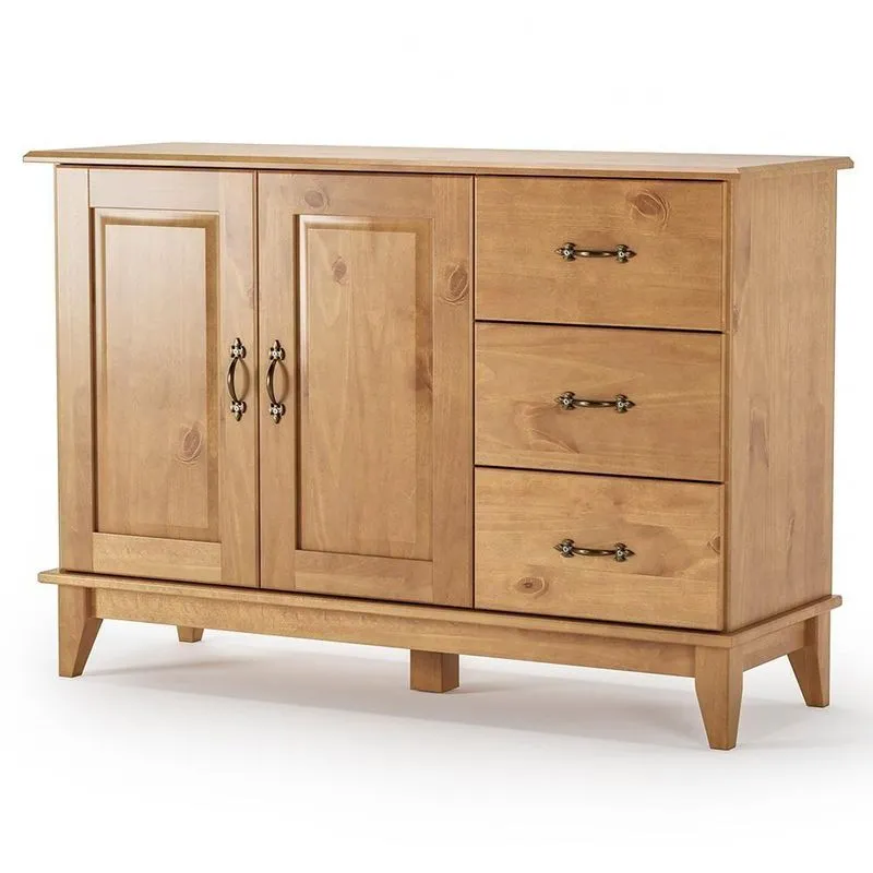 Buffet Para Sala De Jantar 120cm Madeira Maciça Lira M06 Carvalho Fosco - Lyam Decor