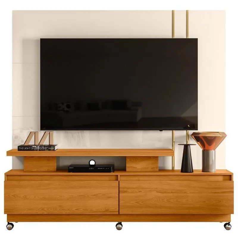 Estante Painel Para Tv 75 Pol 183cm 2 Gavetas Zenon M07 Cinamomo Off White - Lyam Decor