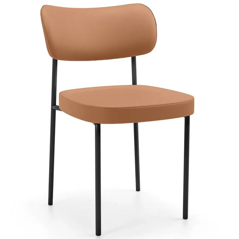 Cadeira Decorativa Estofada Para Sala De Jantar Melina L02 Couríssimo Mocca - Lyam Decor