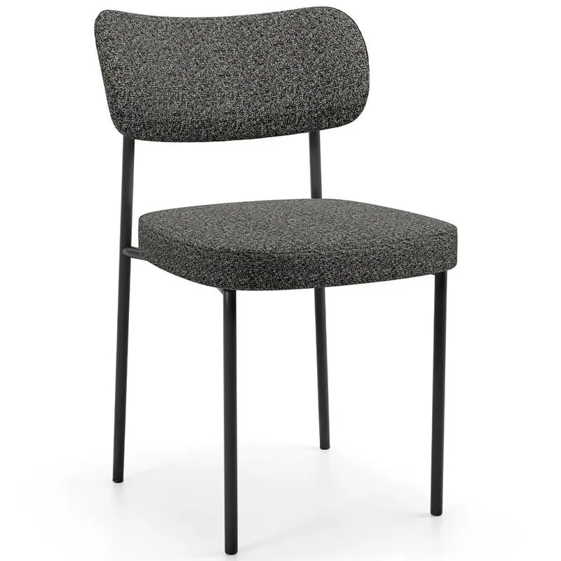 Cadeira Decorativa Estofada Para Sala De Jantar Melina L02 Linho Mescla Chumbo - Lyam Decor