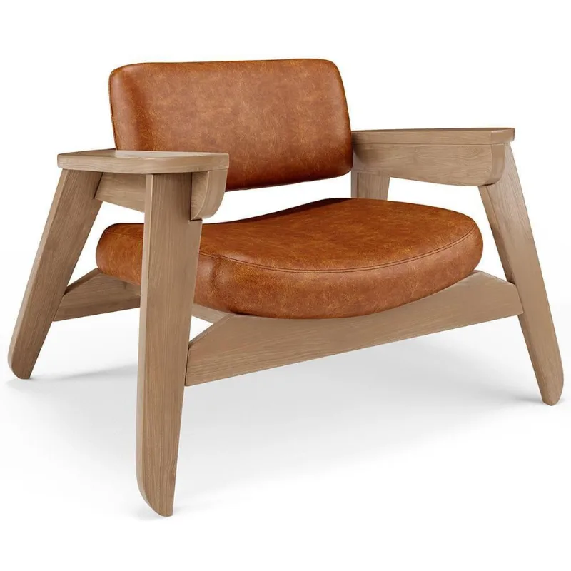 Poltrona Decorativa Para Sala Living Concept L02 Nature Couríssimo Camel - Lyam Decor