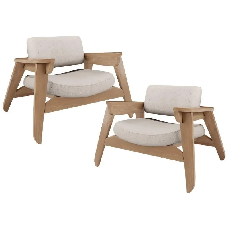 Kit 2 Poltronas Decorativa Concept L02 Nature para Sala Suede Bouclê Cru Lyam Decor - Lyam Decor