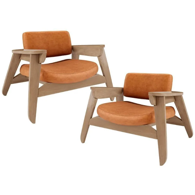 Kit 2 Poltronas Decorativa Para Sala Living Concept L02 Nature Couríssimo Canela - Lyam Decor