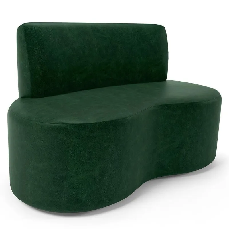 Sofá 2 Lugares Orgânico Para Sala De Estar Living Larissa L02 Couríssimo Verde - Lyam Decor