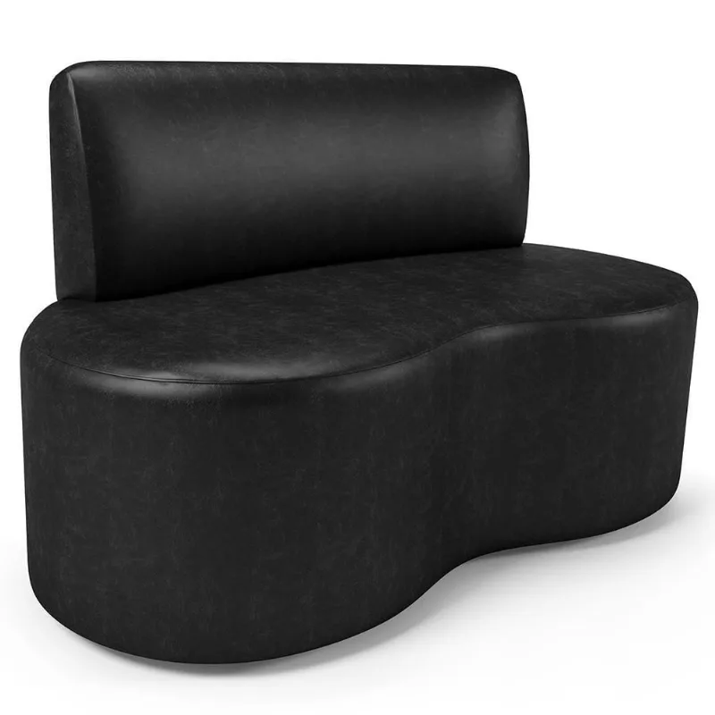 Sofá 2 Lugares Orgânico Para Sala De Estar Living Larissa L02 Couríssimo Preto - Lyam Decor