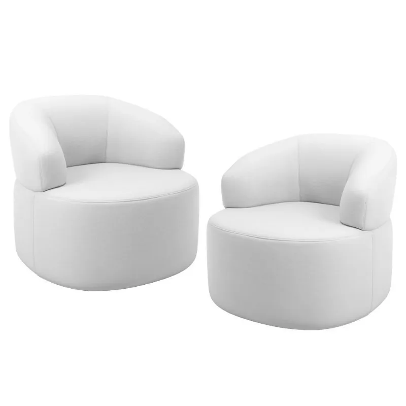 Kit 02 Poltronas Giratória Orgânica Para Sala De Estar Living Helena L02 Facto Branco - Lyam Decor
