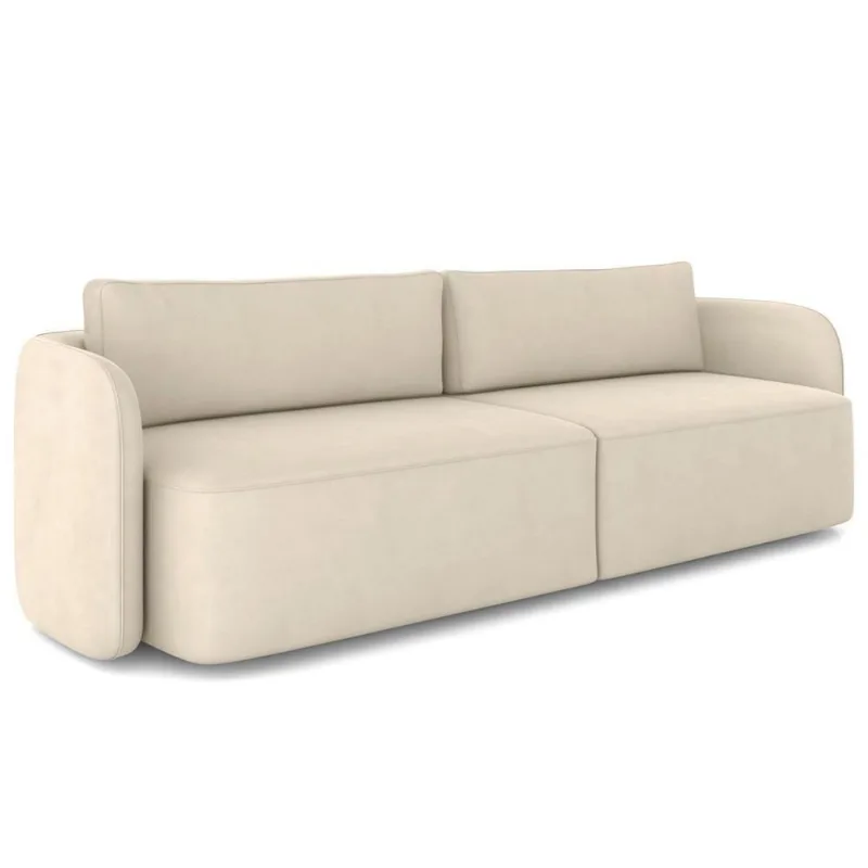 Sofá 3 Lugares Sala Living Orgânico 220cm Oregon K01 Veludo Bege - Lyam Decor