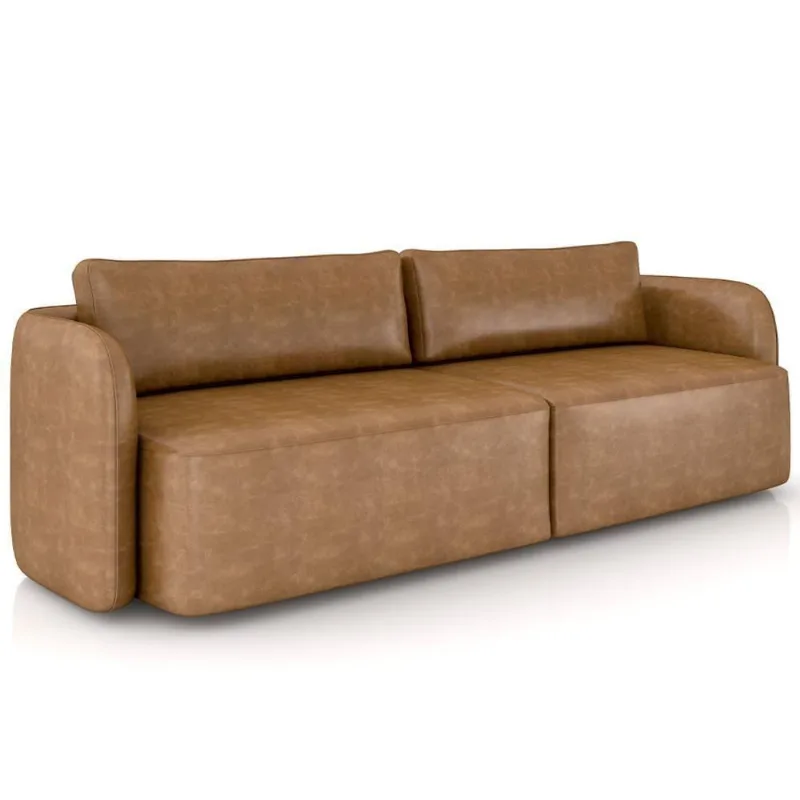 Sofá 3 Lugares Sala Living Orgânico 240cm Oregon K01 Couríssimo Whisky - Lyam Decor
