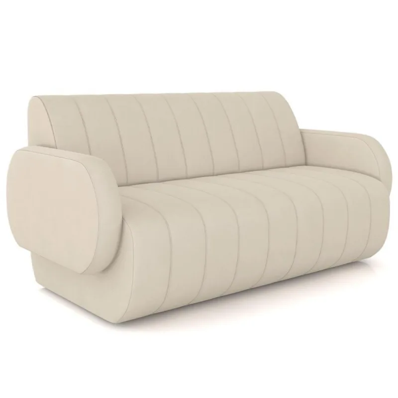 Sofá 2 Lugares Sala Living Orgânico 168cm Fávara K01 Veludo Bege - Lyam Decor