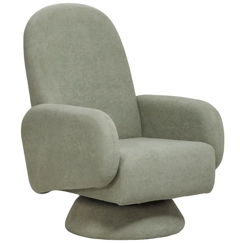 Poltrona De Amamentação Com Balanço Giratória Cone Dolce D02 Bouclê Verde Oliva C-199 - Lyam Decor