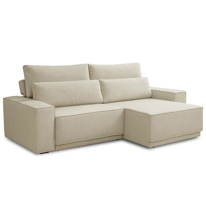 Sofá 4 Lugares Retrátil Reclinável Para Sala de Estar 280cm Nicastro F04 Linho Creme - Lyam Decor - Lyam Decor