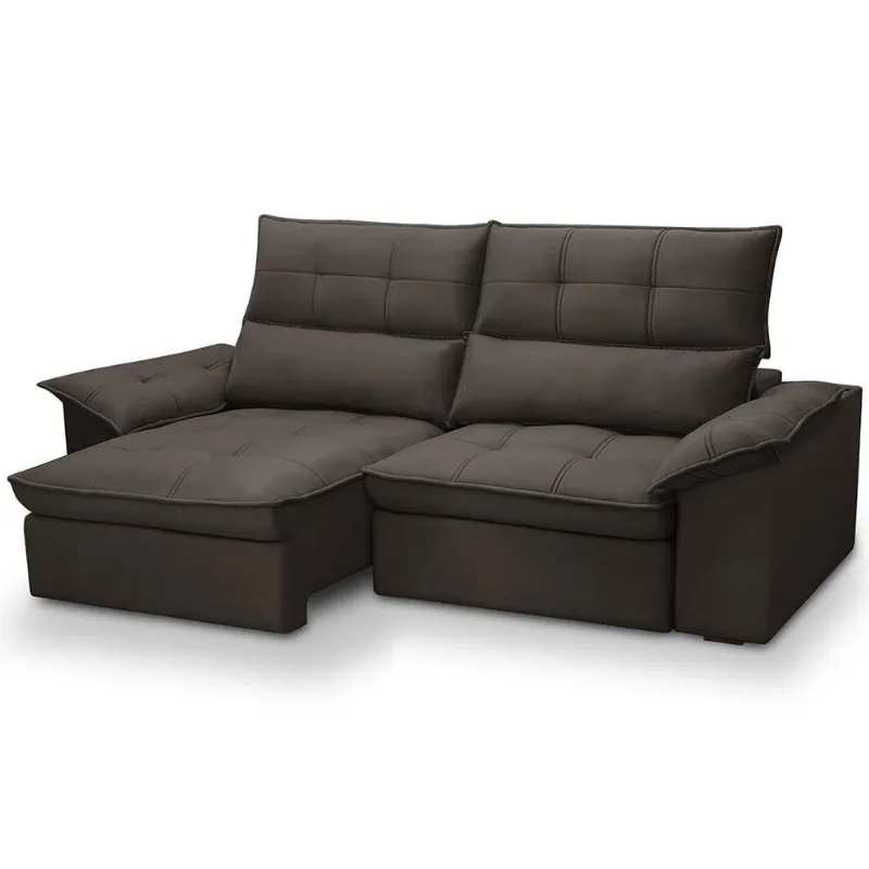 Sofá 3 Lugares Giotto F04 Retrátil Reclinável 230CM Marrom Escuro Veludo Lyam Decor