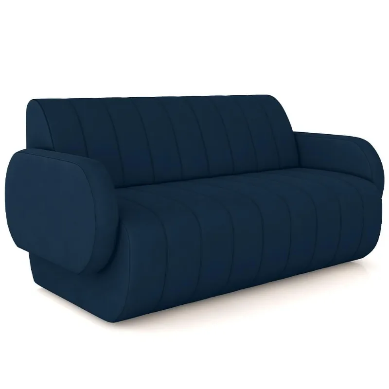 Sofá 2 Lugares Sala Living Orgânico 148cm Fávara K01 Veludo Azul Marinho - Lyam Decor - Lyam Decor