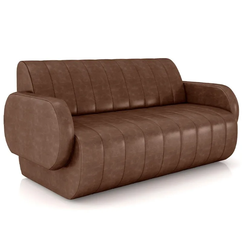 Sofá 2 Lugares Sala Living Orgânico 148cm Fávara K01 Couríssimo Marrom - Lyam Decor - Lyam Decor