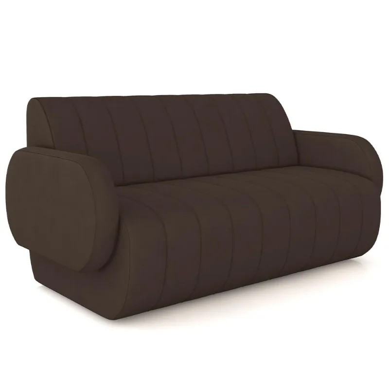 Sofá 2 Lugares Sala Living Orgânico 168cm Fávara K01 Veludo Marrom - Lyam Decor - Lyam Decor