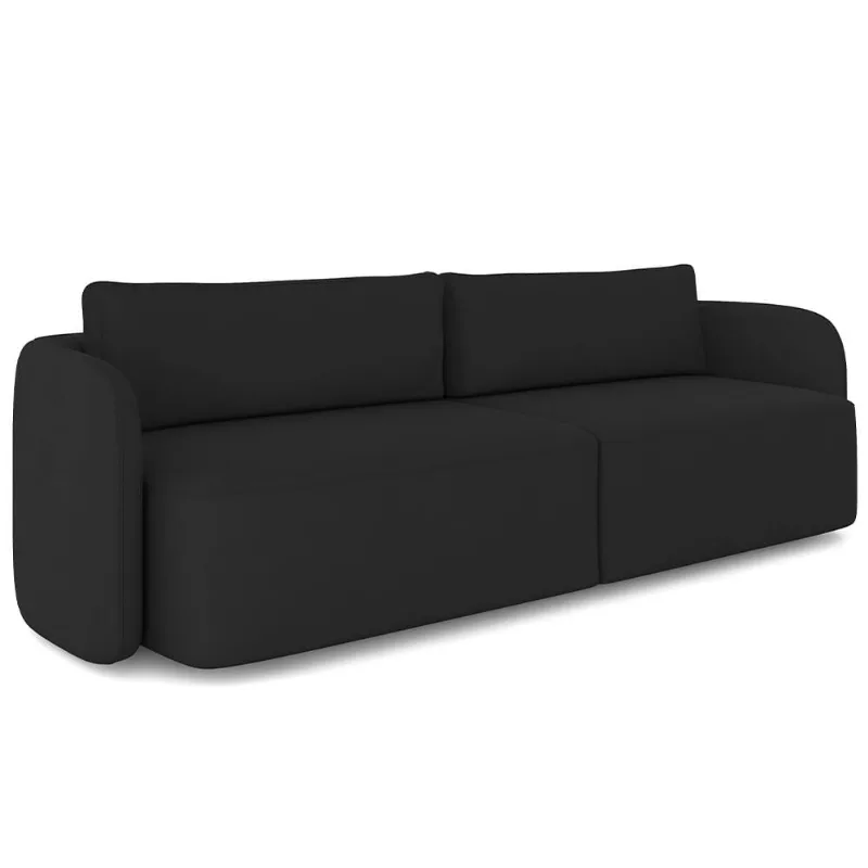 Sofá 3 Lugares Sala Living Orgânico 220cm Oregon K01 Veludo Preto - Lyam Decor - Lyam Decor