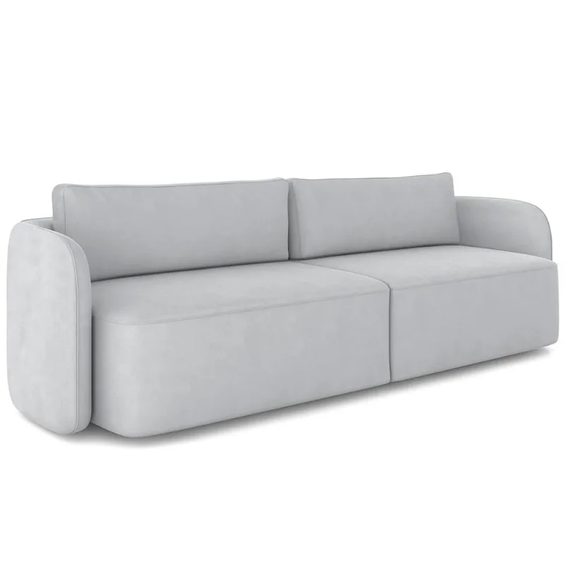 Sofá 3 Lugares Sala Living Orgânico 220cm Oregon K01 Veludo Cinza - Lyam Decor - Lyam Decor