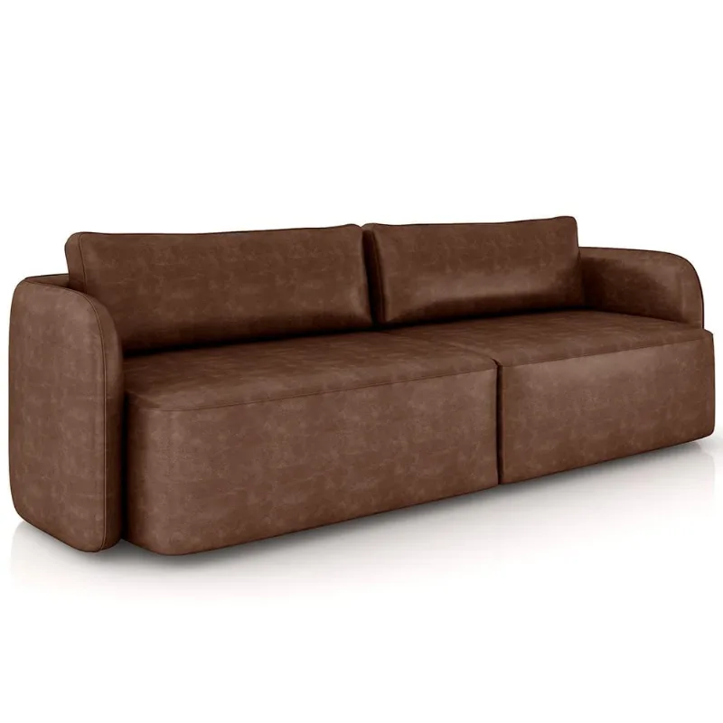 Sofá 3 Lugares Sala Living Orgânico 220cm Oregon K01 Couríssimo Marrom - Lyam Decor - Lyam Decor