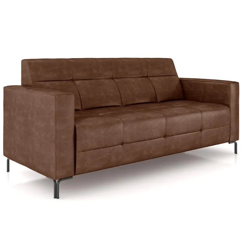 Sofá 2 Lugares Sala Living Industrial 160cm Senna K01 Couríssimo Marrom - Lyam Decor - Lyam Decor