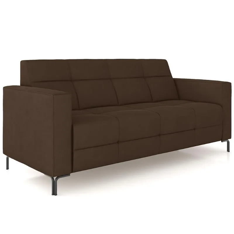 Sofá 3 Lugares Sala Living Industrial 180cm Senna K01 Veludo Marrom - Lyam Decor - Lyam Decor