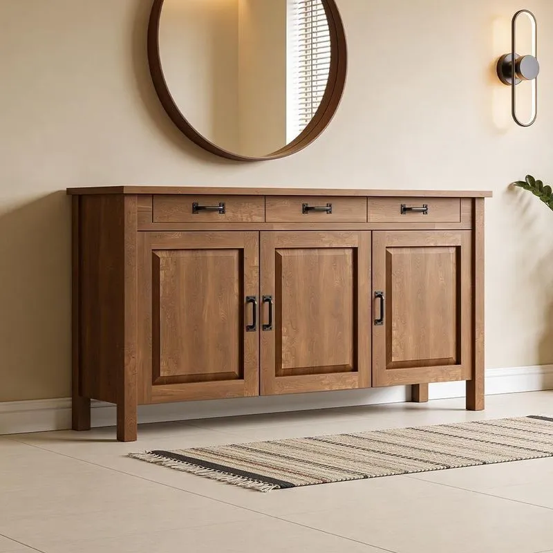 Balcão Buffet Maram W02 Tampo Cerâmico Imbuia 145cm Lyam Decor