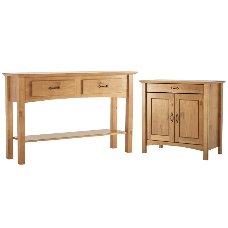 Kit Balcão Buffet 93cm Com Aparador Rústico 132cm Madeira Maciça Lira M06 Carvalho Fosco - Lyam Decor - Lyam Decor