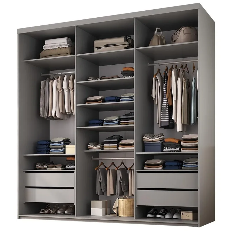 Closet Casal Guarda Roupa Sem Porta 208cm 4 Gavetas MDF Tunísia R02 Urbe - Lyam Decor - Lyam Decor