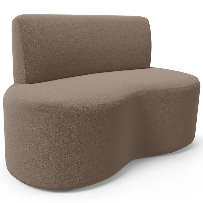 Sofá 2 Lugares Orgânico Para Sala de Estar Living Larissa L02 Bouclê Bege - Lyam Decor - Lyam Decor