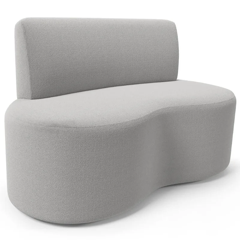 Sofá 2 Lugares Orgânico Para Sala de Estar Living Larissa L02 Bouclê Cinza - Lyam Decor - Lyam Decor
