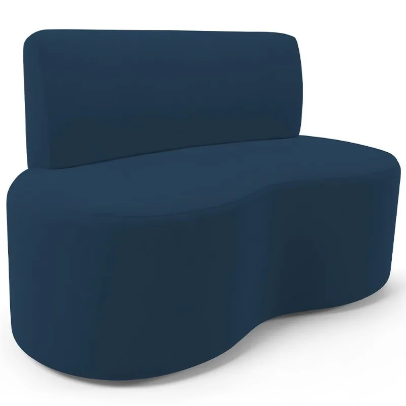 Sofá 2 Lugares Orgânico Para Sala de Estar Living Larissa L02 Suede Azul Marinho - Lyam Decor - Lyam Decor