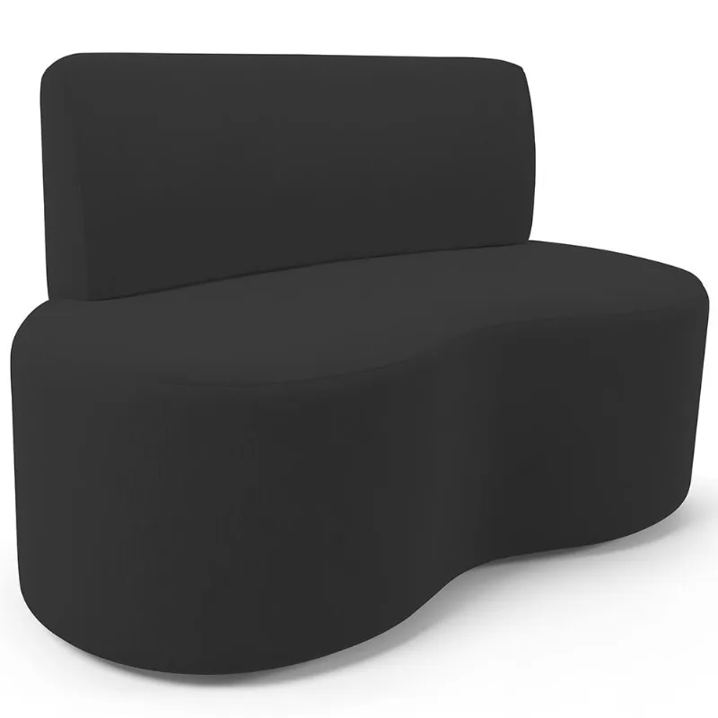 Sofá 2 Lugares Orgânico Para Sala de Estar Living Larissa L02 Suede Preto - Lyam Decor - Lyam Decor