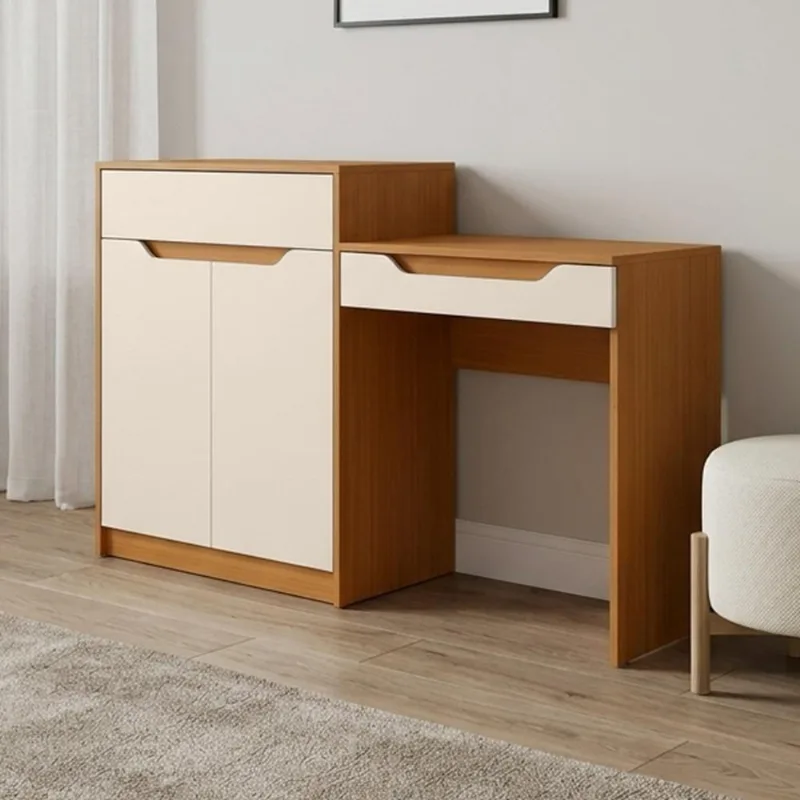 Penteadeira Escrivaninha Treviso A04 1 Gaveta com Espelho MDF MDP Cinamomo Off White Lyam Decor - Lyam Decor