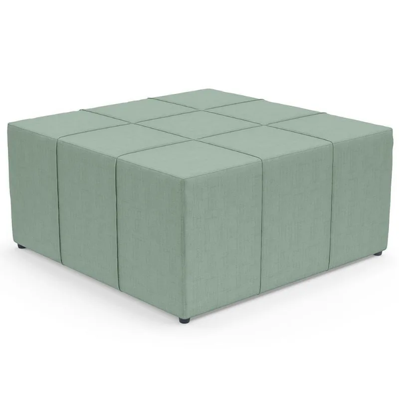 Puff Decorativo Para Sala De Estar Quadrado Milano 90x90cm W01 Linho Verde Menta - Lyam Decor