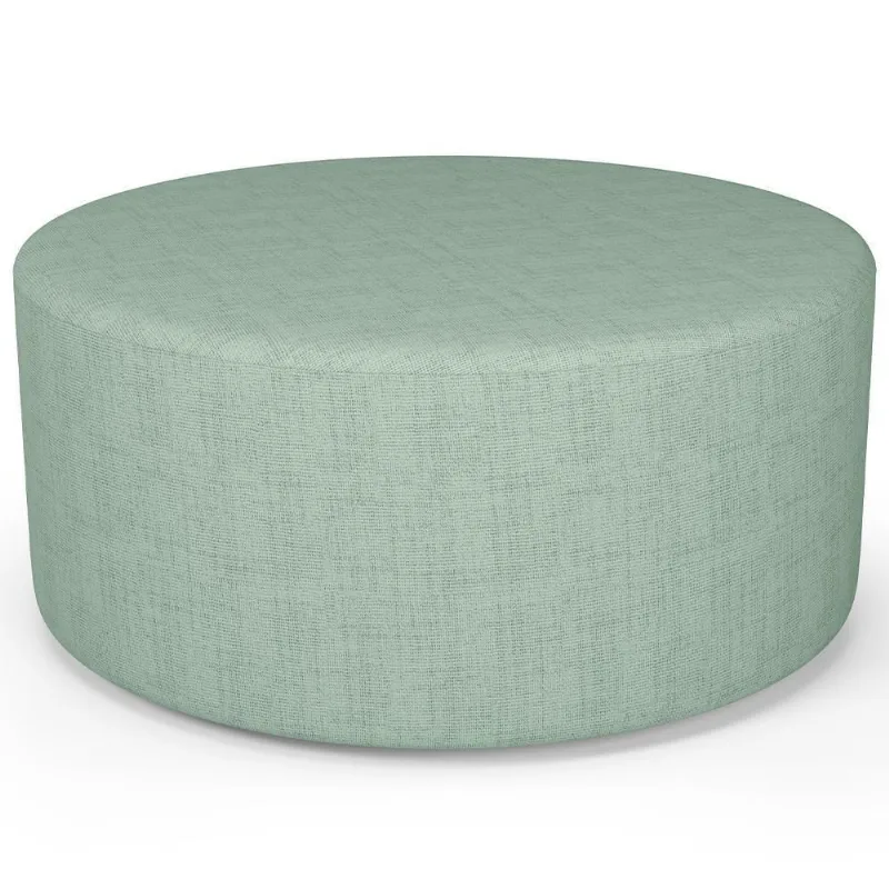 Puff Redondo Orgânico Para Living 90cm Lola W01 Linho Verde Menta - Lyam Decor