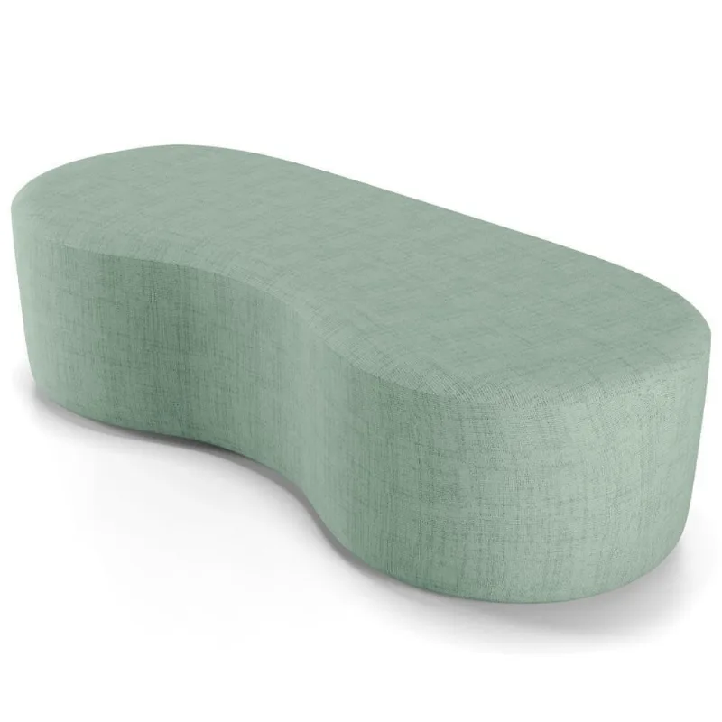 Puff Decorativo Orgânico Para Living Quarto 140cm Orbit W01 Linho Verde Menta - Lyam Decor