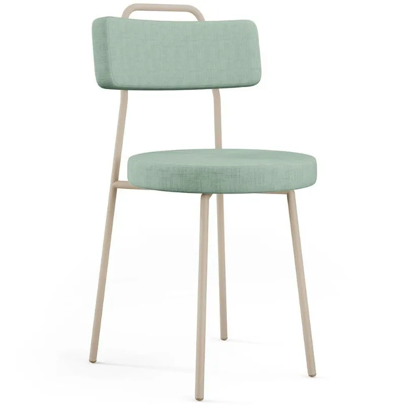 Cadeira Decorativa Estofada Para Sala De Jantar Barcelona Arena L02 Linho Verde Menta - Lyam Decor - Lyam Decor